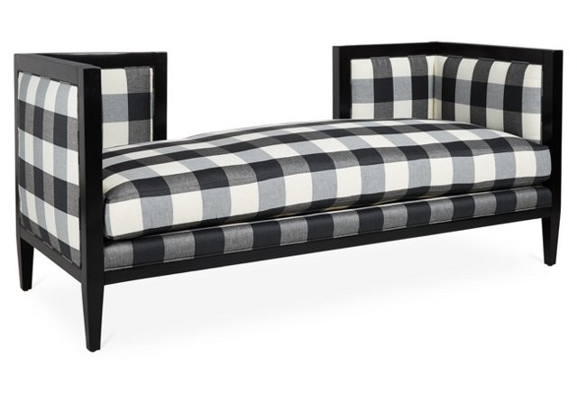 padded gingham chaise longue