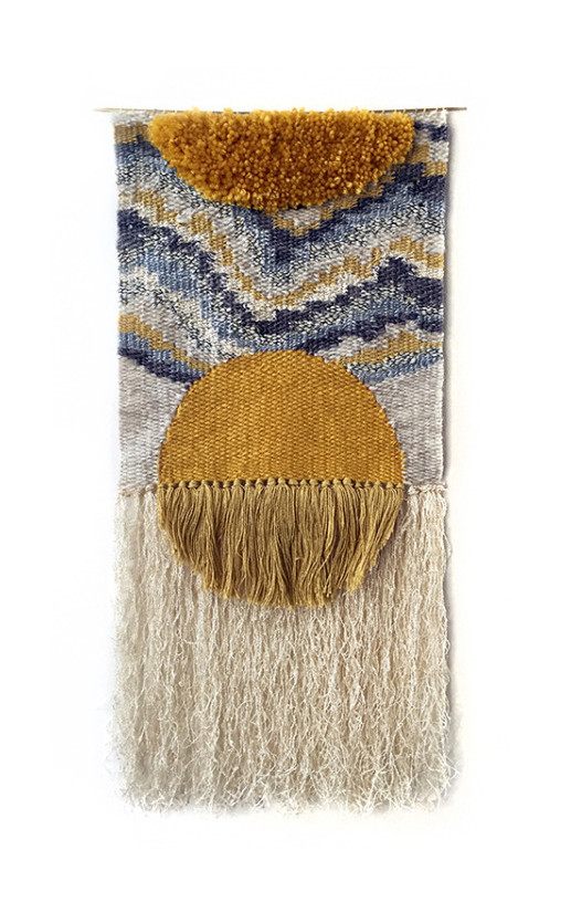 Textile wall hanging with fringes