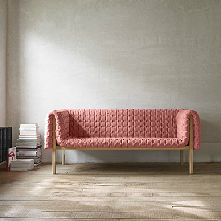pink knit sofa