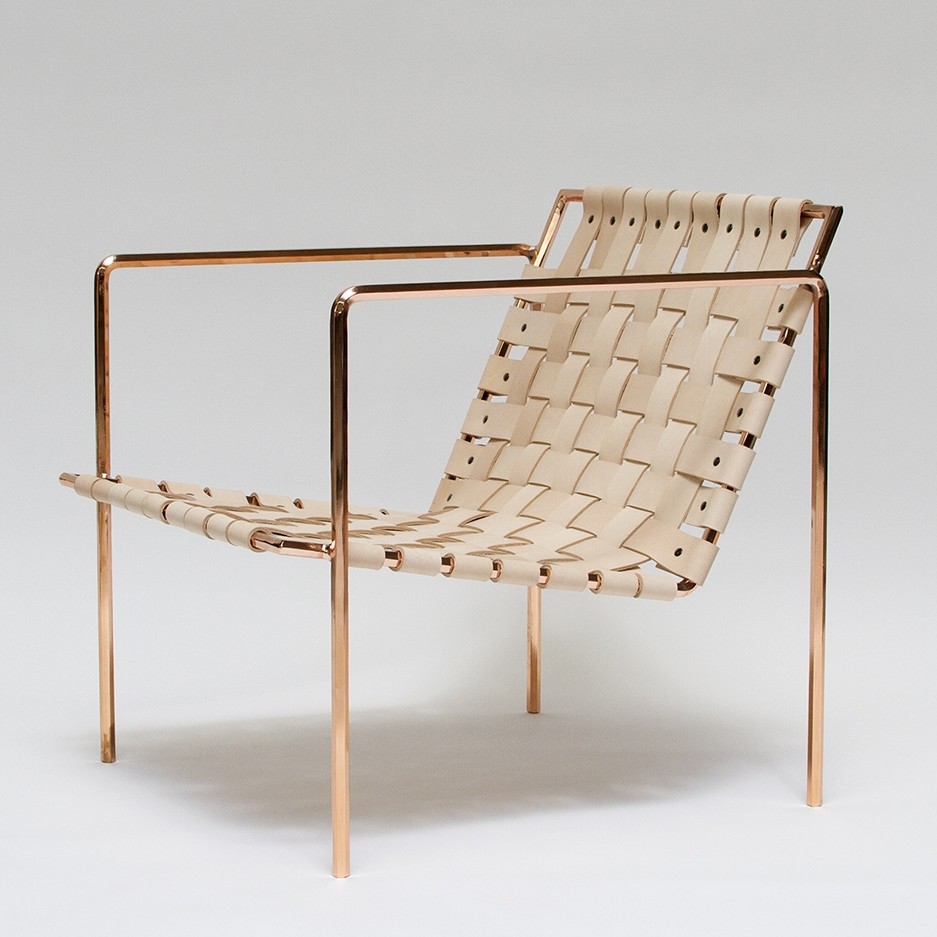 Rose gold bar chair made of leather fabric