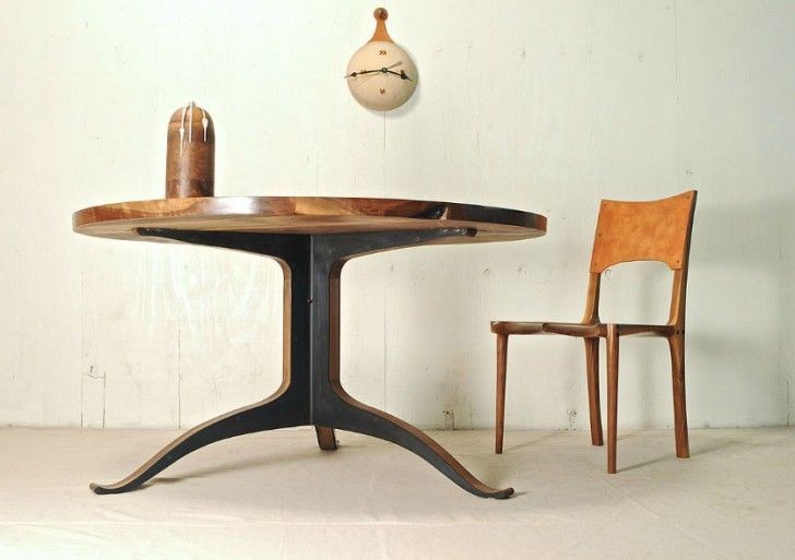 round dining table industrial base