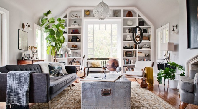 Eclectic white living room