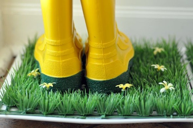 yellow rubber rain boots