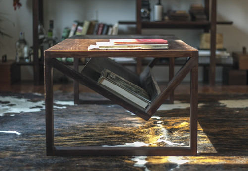 Book storage wood coffee table