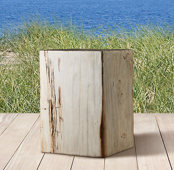 square side table made of bleached wood