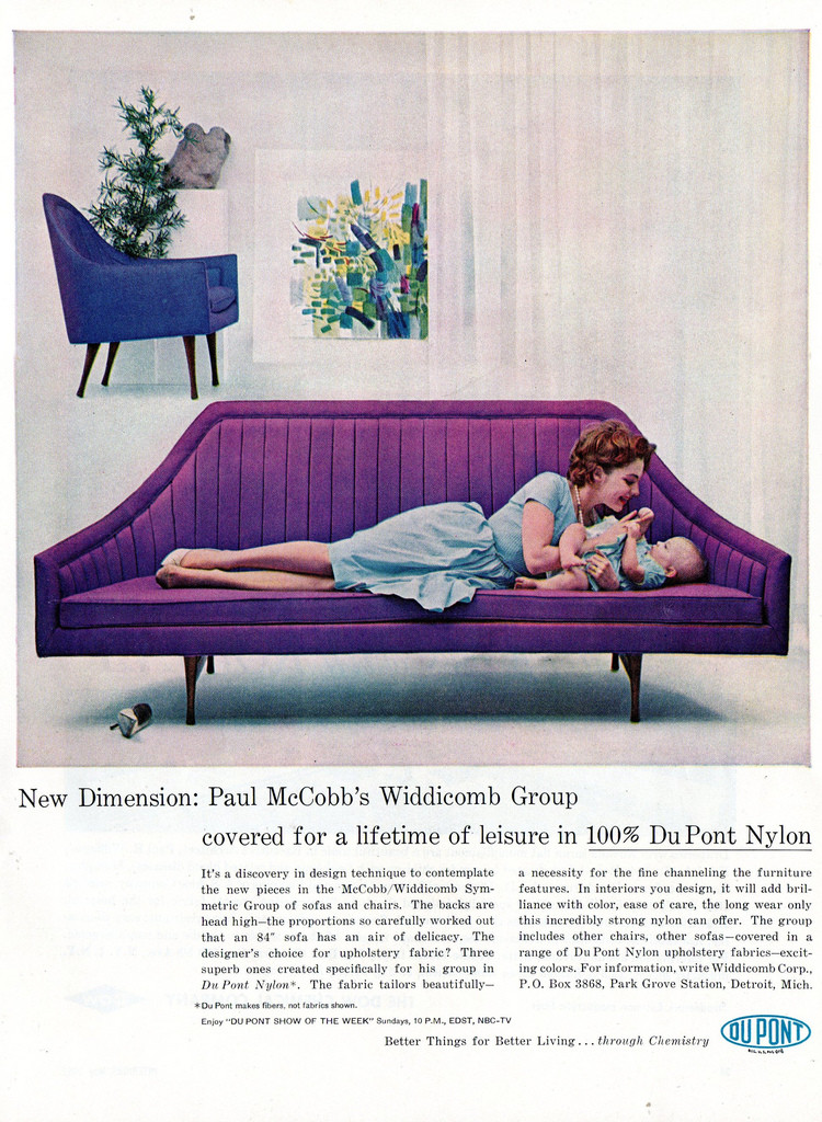 purple sofa retro advertisement
