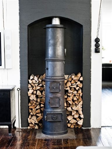 Wood stove wood storage