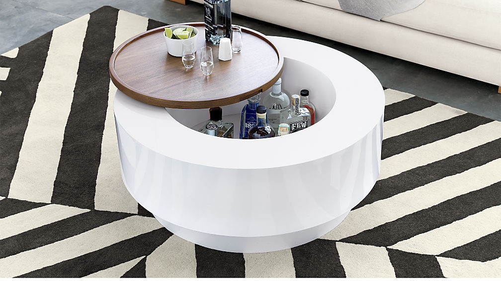 White coffee table with storage space