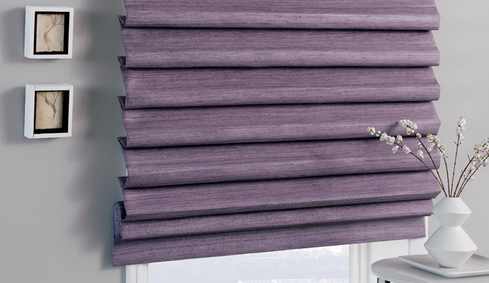 purple roman blinds