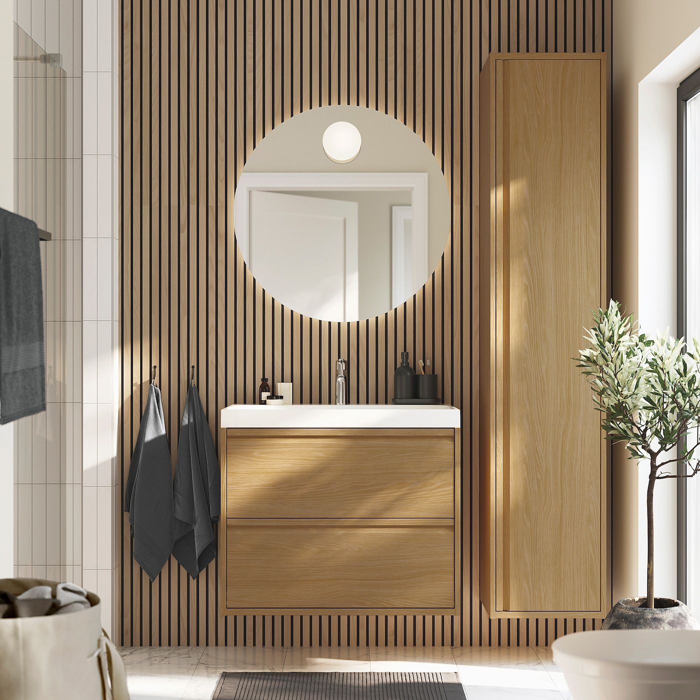 Organize Your Bathroom with a Storage Cabinet Featuring Drawers