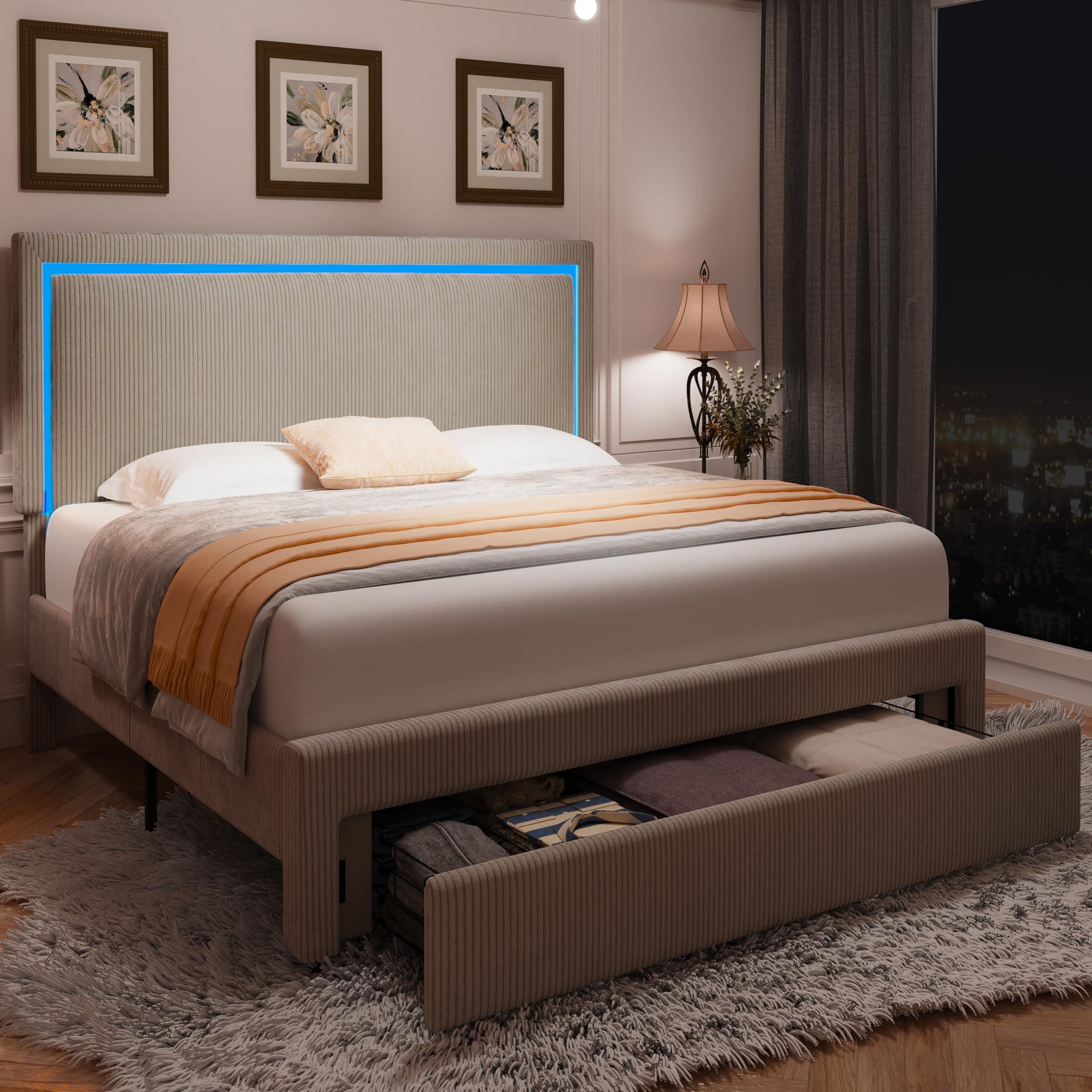 Luxurious King Size Bed Frame with Spacious Storage Drawers