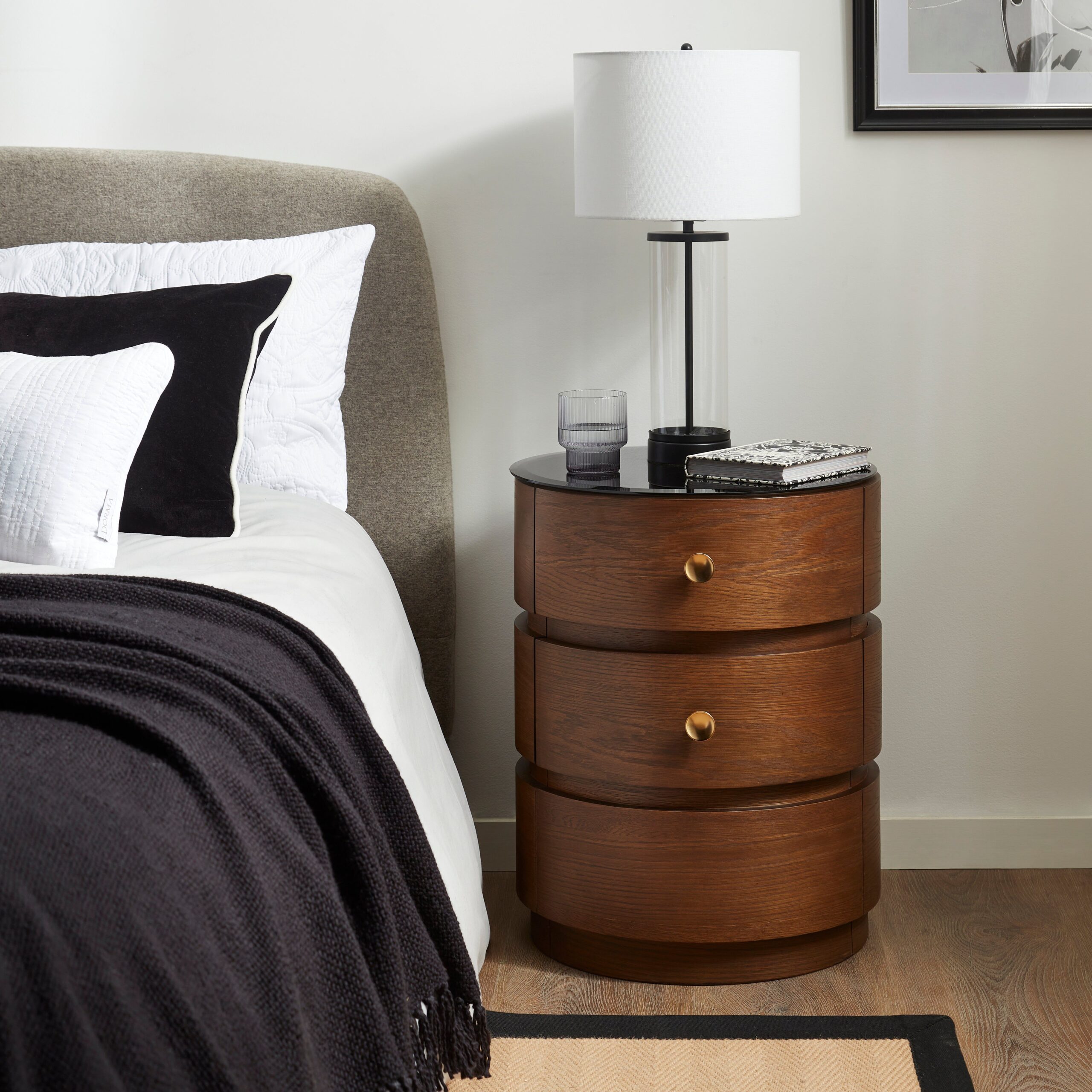 Elegant Bedside Table Featuring Convenient Drawers