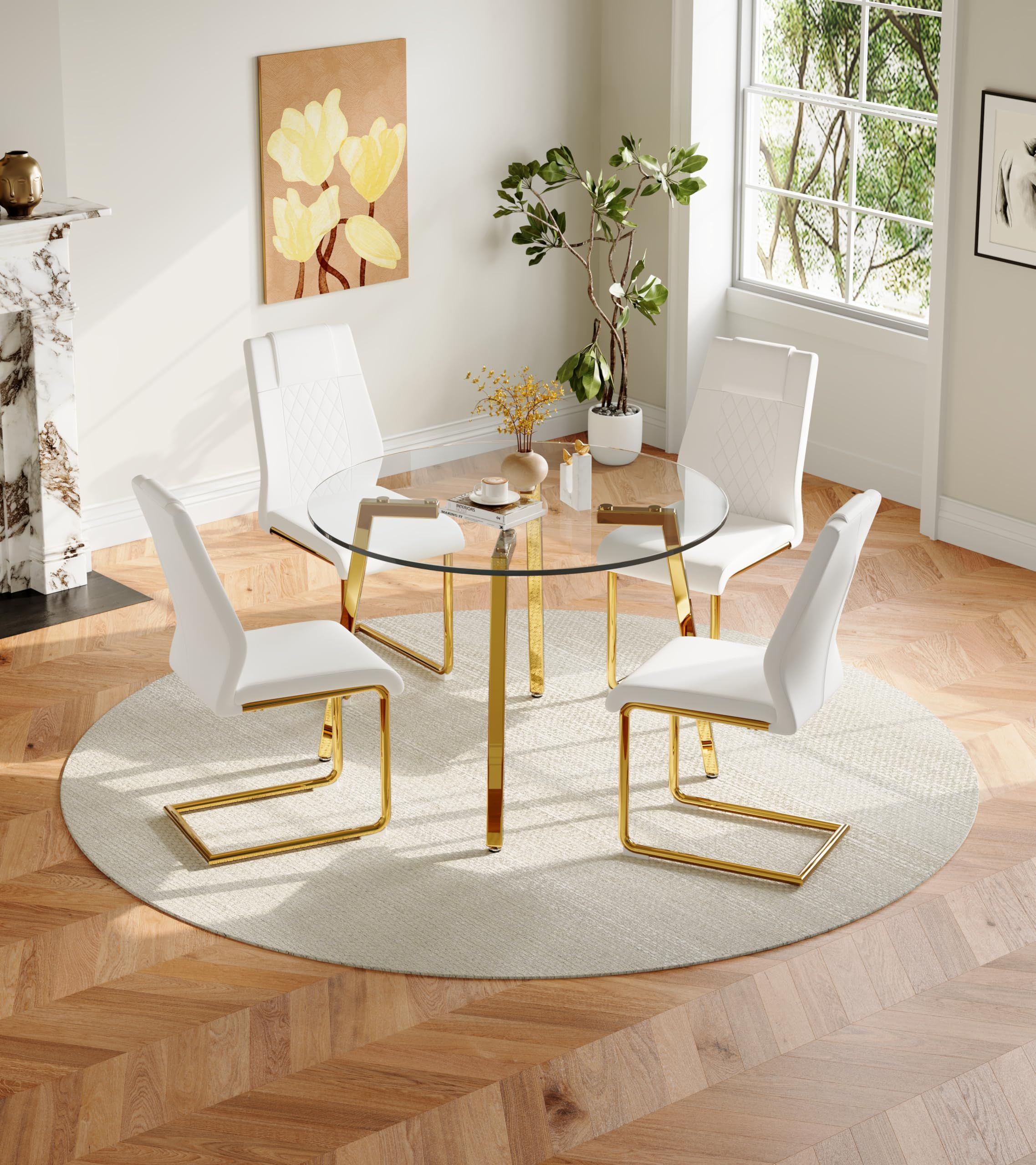 Elegant Dining Experience: Glass Dining Table and Chairs