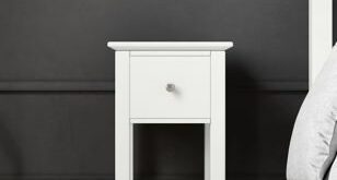 Narrow White Bedside Table