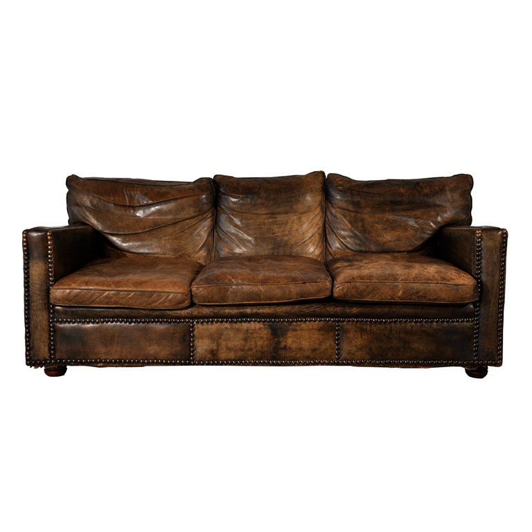 Distressed Leather Sofa