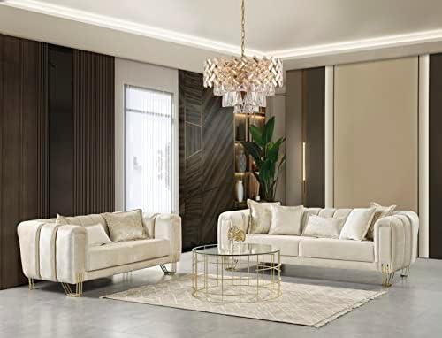 Elevate Our Living Room Style with the Santana Ivory Sofa Set