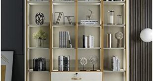 Elegant Gold-Accented Bookcase: A Stylish Storage Solution