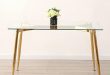 Elevate Our Dining Experience with the Gold-Legged Glass Table