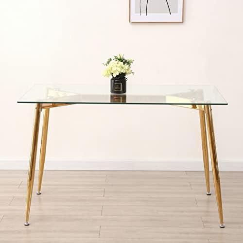 Elevate Our Dining Experience with the Gold-Legged Glass Table