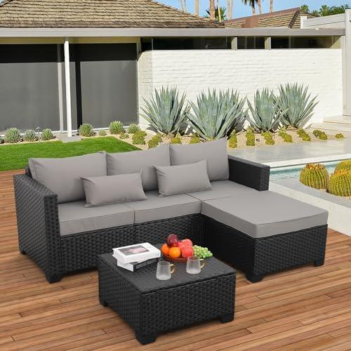 <strong>Unwind in ⁣Style: Our‍ Thoughts on the Rattaner Patio Set</strong>“></p>
<div>
<p>        ⁣      ‍<br />
      ​  The design ​of this outdoor sectional furniture⁣ combines⁤ timeless elegance with the practicality needed for outdoor ⁣living. The <strong>powder-coated steel frame</strong> is robust yet⁣ lightweight, ensuring durability without compromising on style. Wrapped in <strong>dense all-weather wicker</strong>, available in a sleek black⁢ finish, the ⁢set presents a <strong>tastefully textured look</strong> that brings sophistication ‍to any‌ patio.⁣ What ‌truly stands out is the <strong>distinctive outdoor coffee table</strong> equipped with ⁤storage, ‌allowing us to keep essentials within reach while ⁣maintaining a clean aesthetic. The ⁤entire ensemble feels welcoming ​and inviting,‍ making it an ideal ⁤spot for relaxation or entertaining‌ guests.<br />
  ⁤  ​
    </p>
<p>        ‌  ⁤<br />
​        Comfort ​has​ not‍ been​ sacrificed either; the <strong>plump, resilient cushions</strong> covered with​ <strong>water-resistant, fade-resistant‍ fabric</strong> ⁢provide ⁣just the right amount⁣ of support. Measuring <strong>4 inches thick</strong>, they ensure we can‍ unwind⁤ in luxury. Plus, the <strong>anti-slip dotted fabric on the cushions’ bottom</strong> ensures they⁢ stay⁣ securely in ⁢place, enhancing our relaxation experience. As a bonus, the breathable <strong>250g polyester</strong> fabric⁤ not only feels great but also caters to easy maintenance and protection against the elements. There’s no doubt that this ‍set harmoniously blends aesthetic charm and functionality, making⁤ it a ⁤must-have for enhancing ‍our outdoor lifestyle.
    </p>
<p>    <a href=