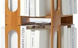 Discover Our Stylish 360° Rotating Bamboo Bookcase Experience