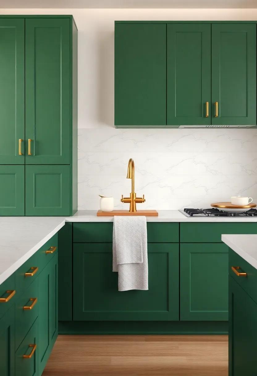 Transform Your Space: The Perfect Harmony of Green Kitchen Cabinets and Gold Hardware