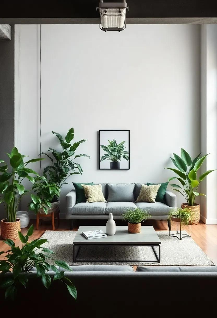 Green Oasis: Transforming Industrial Living Rooms with Lush Plants and Urban Style