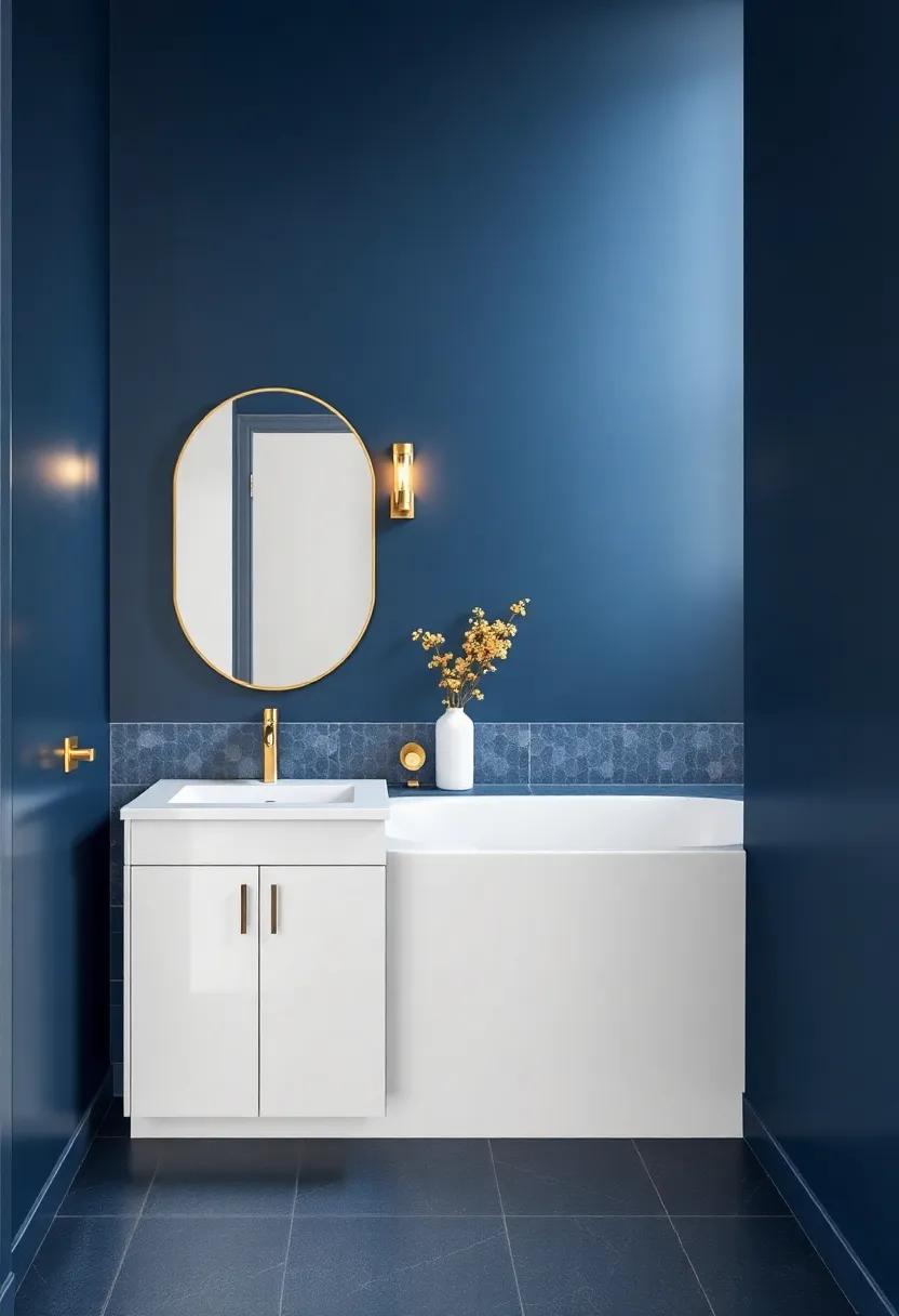 Midnight Blue and Gold: A Chic Fusion for a Glamorous Bathroom