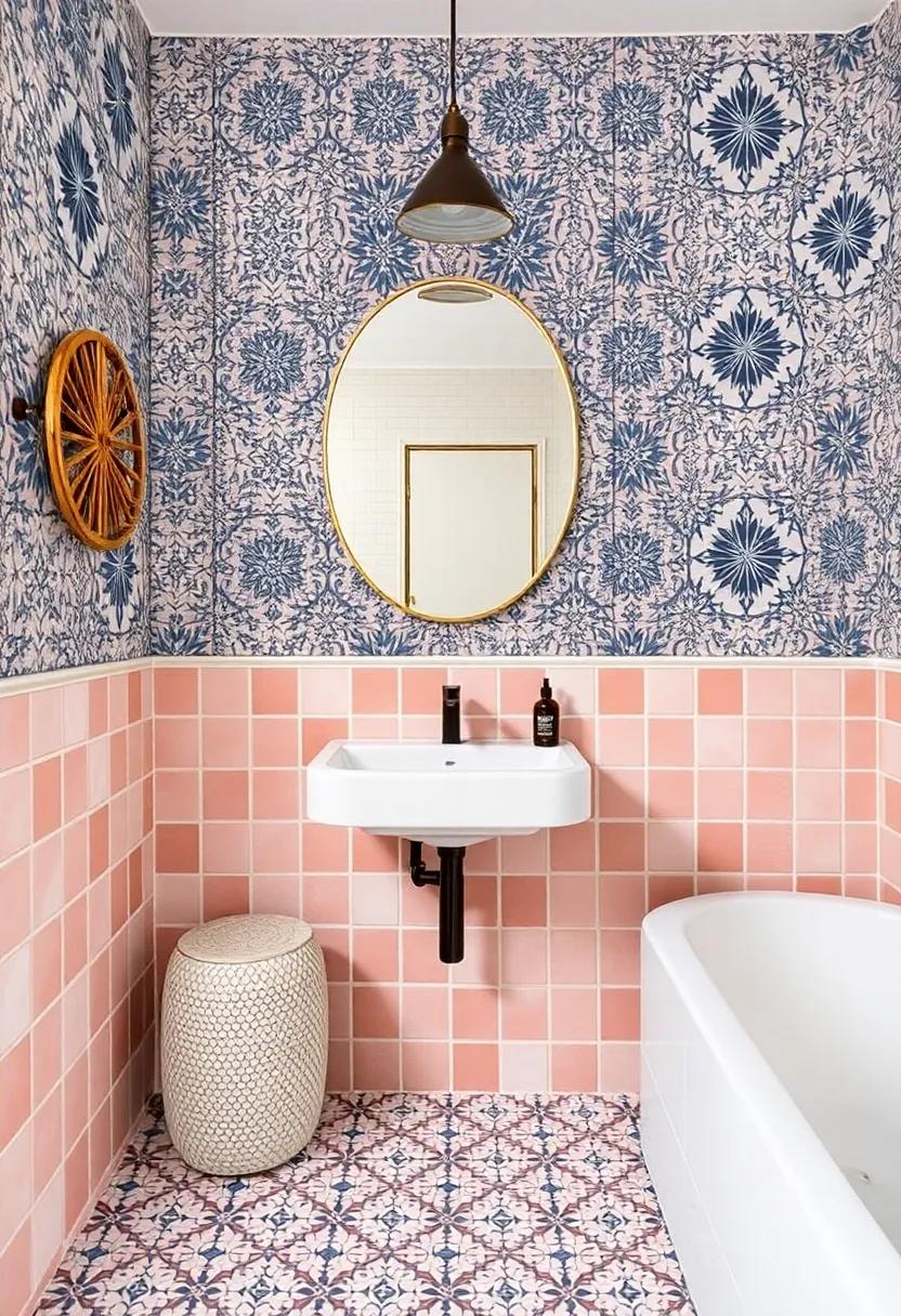 Creating a Statement Wall with Bold Tiles ⁣and Patterned Wallpaper