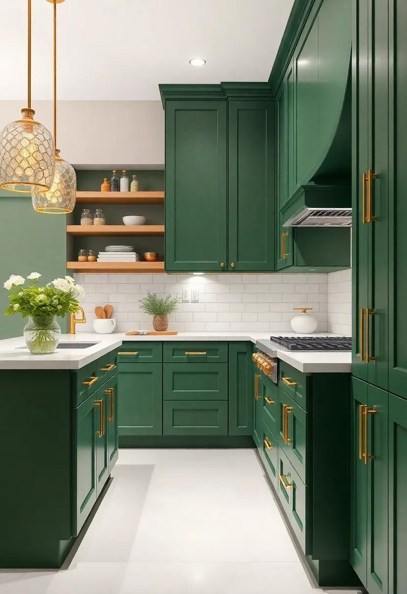 The Allure of Gold ⁢Hardware: A Sparkling Accent to green Cabinets