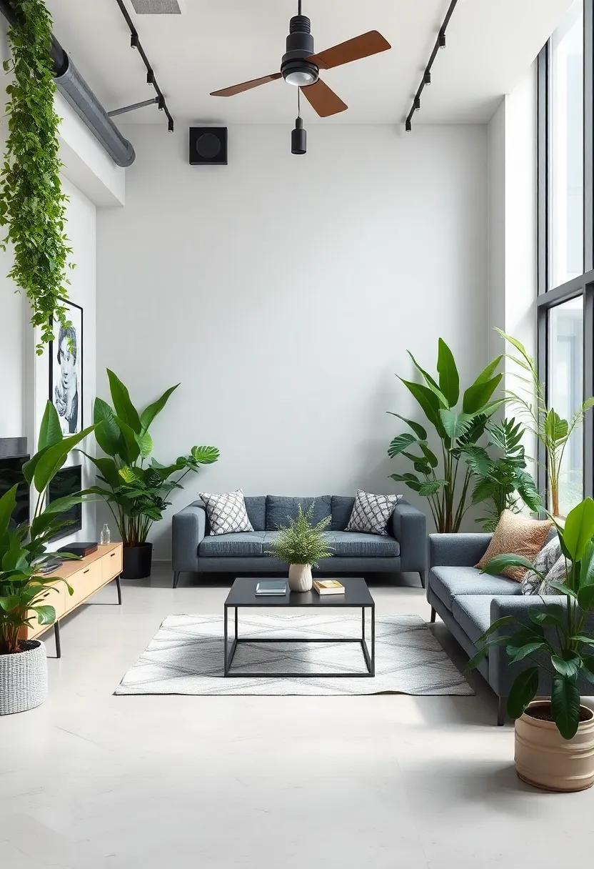 Lush Greenery Merging with Industrial ⁣Elegance⁢ in Modern Living Spaces