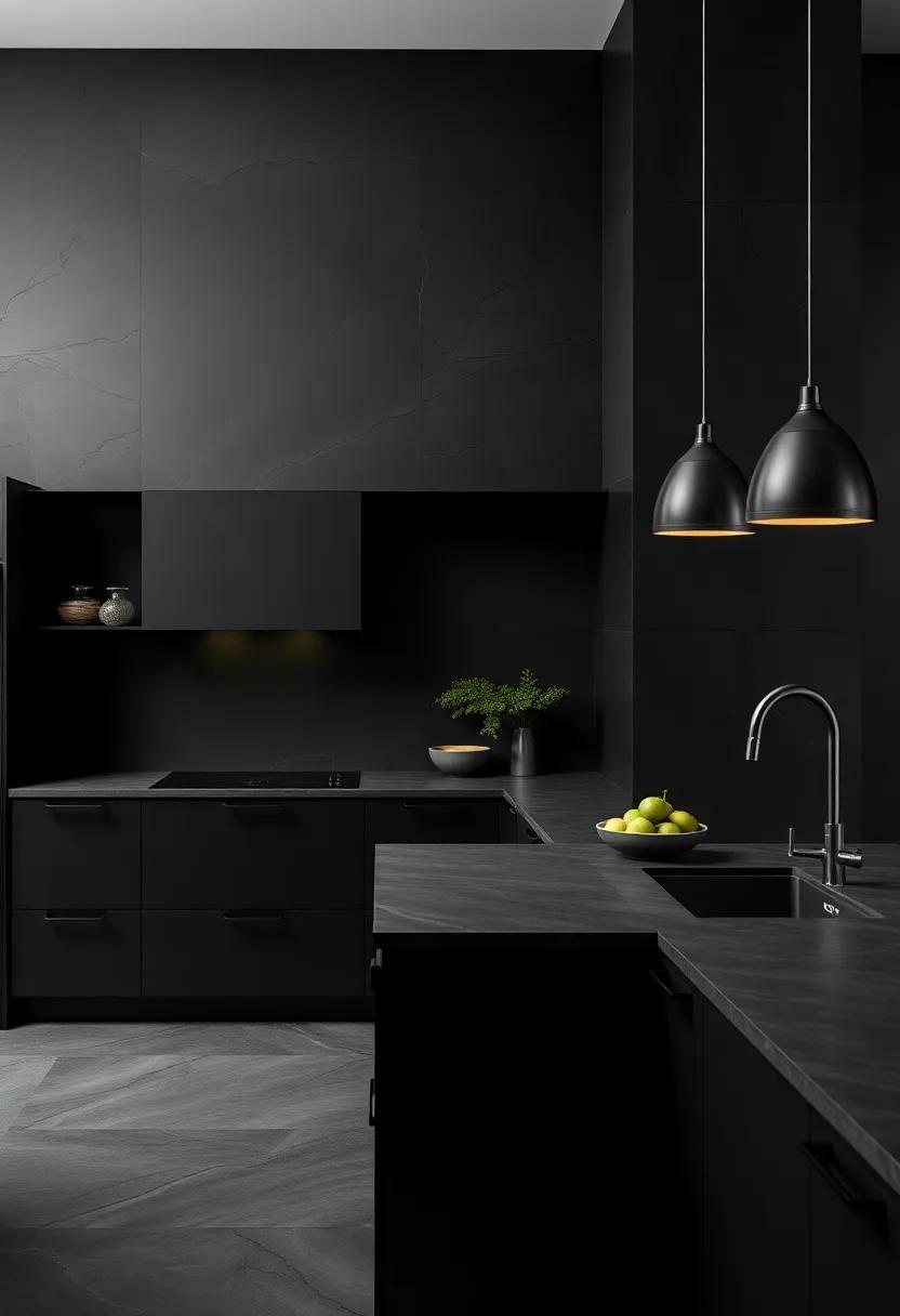 Creating Depth and Dimension with Texture in Black‌ Kitchen Surfaces