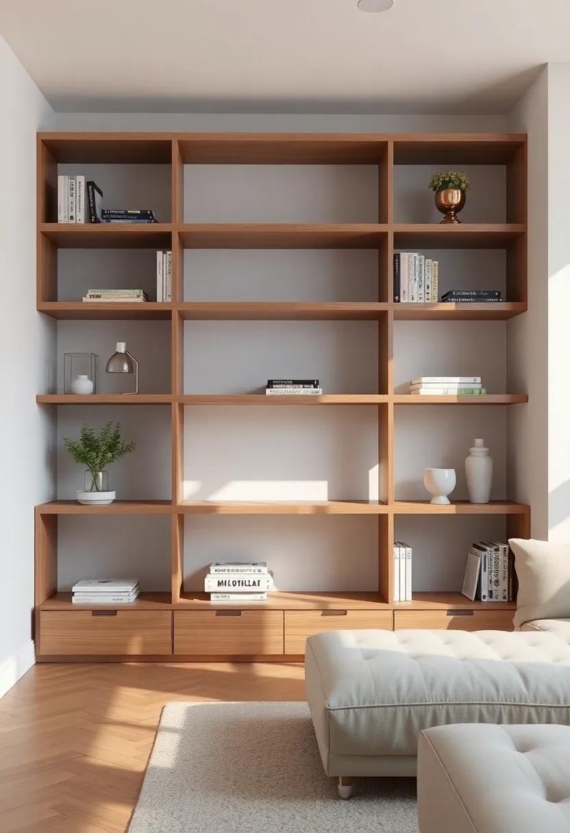 Embracing Modern Aesthetics with Open Shelving Bookcases in Your ‌Living Room