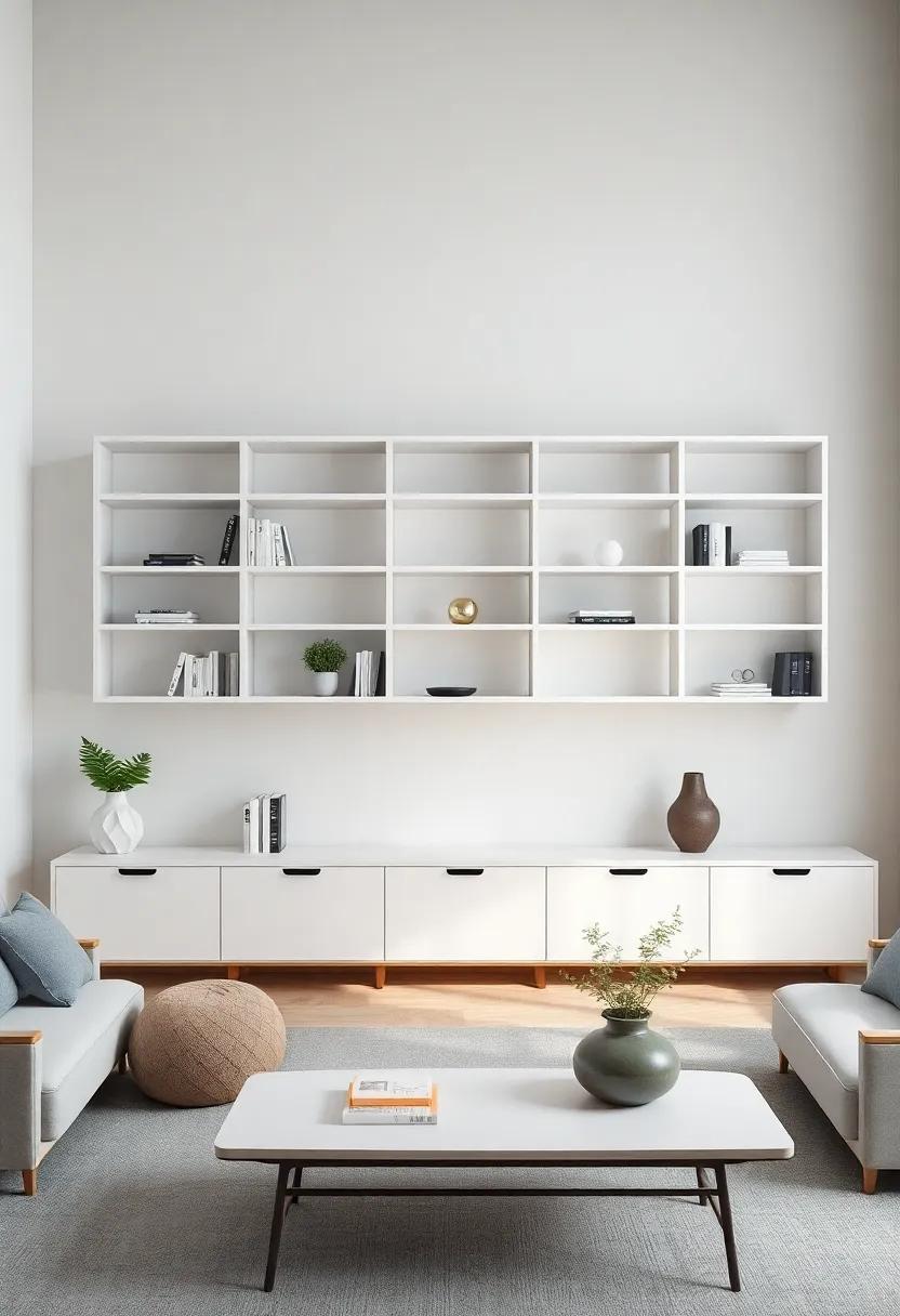 Staging⁣ for Visual Appeal: Open Shelves as a Backdrop for Living Rooms