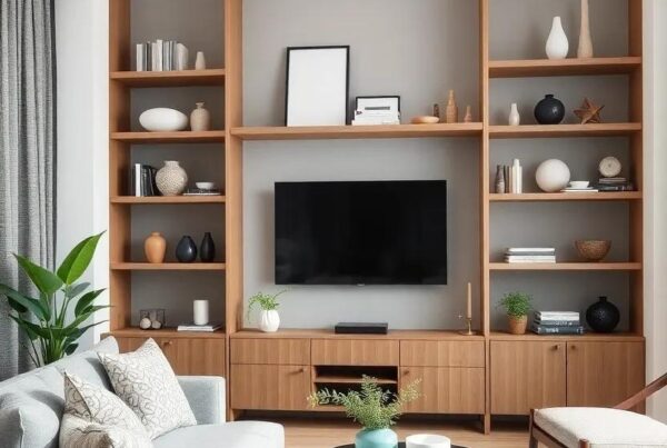 Elevate Your Apartment: Creative Living Room Decor with Open Shelving and Stunning Accents