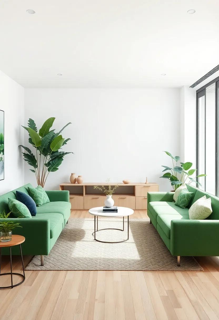 Bringing Nature Indoors: Creative Living Room Designs Featuring a Green Couch