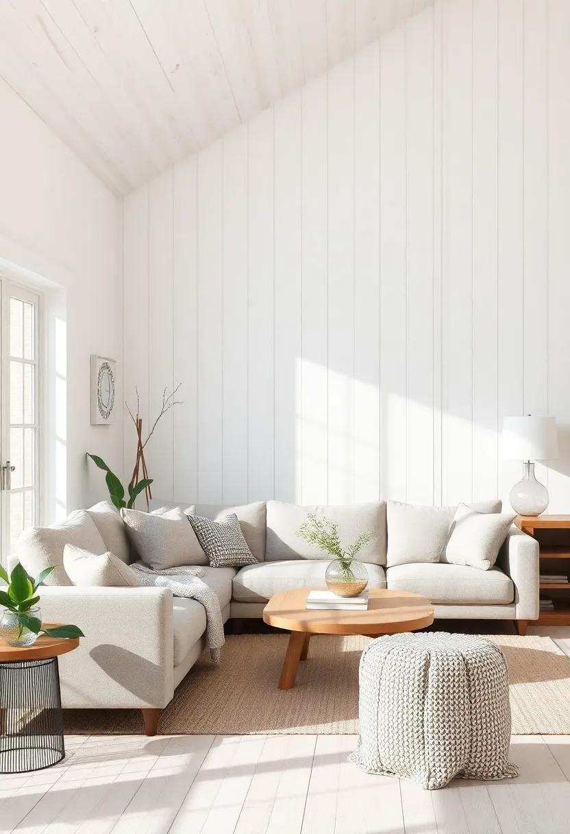 Embrace Serenity: Designing a Farmhouse Living Room with Soft Whitewashed Wood Accents