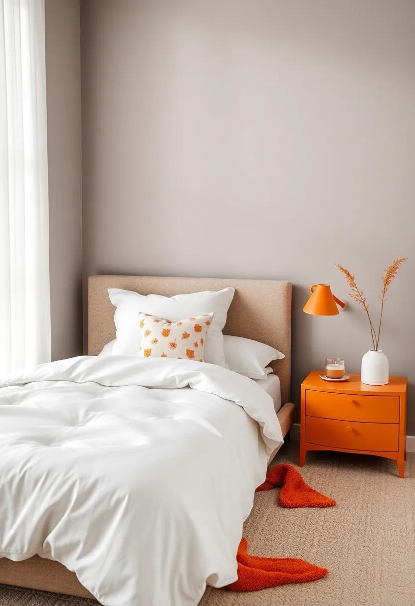 Whimsical Retreat: Playful Patterns with soft Grey and Radiant Orange