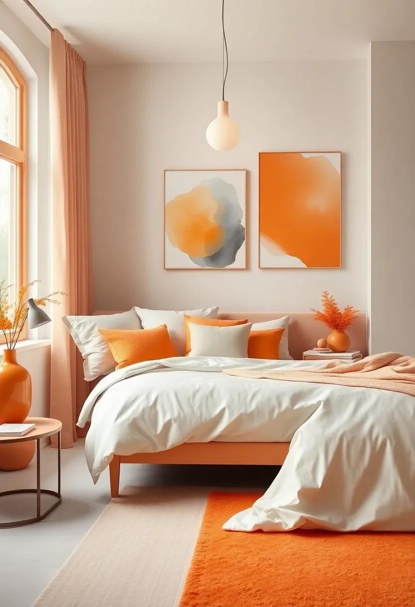 Energizing Spaces:⁣ The Impact of Orange in Calm Bedroom Color Schemes