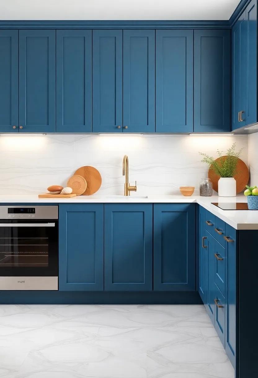 Combining textures: Blue ‌Cabinets ‍and ⁢Natural ​Elements in Design