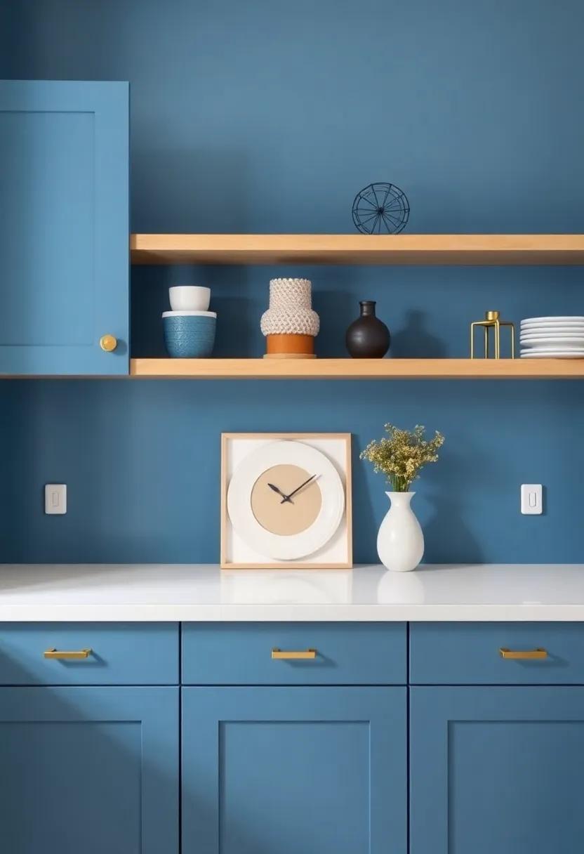 Open‌ Shelving inspiration: Displaying Decor with​ Blue Cabinets