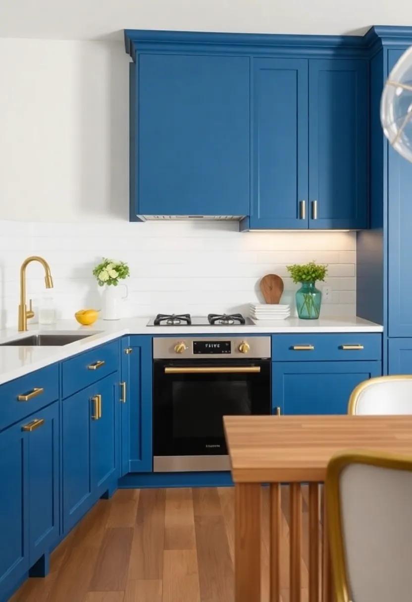 A ‌Touch of​ Luxury: Adding Gold or Brass Accents to Blue Cabinets