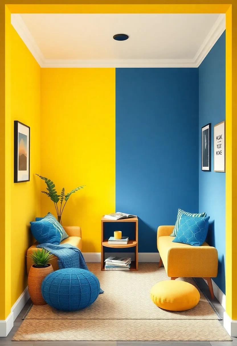 Crafting Cozy Reading Nooks with Blue and Yellow Accents