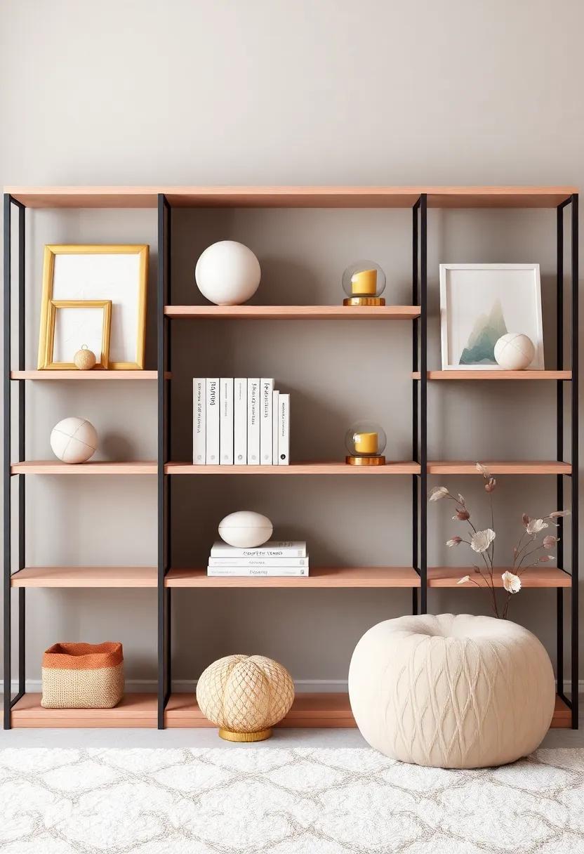 Complete ​the Look with Blush ⁣and Gold Themed bookshelves