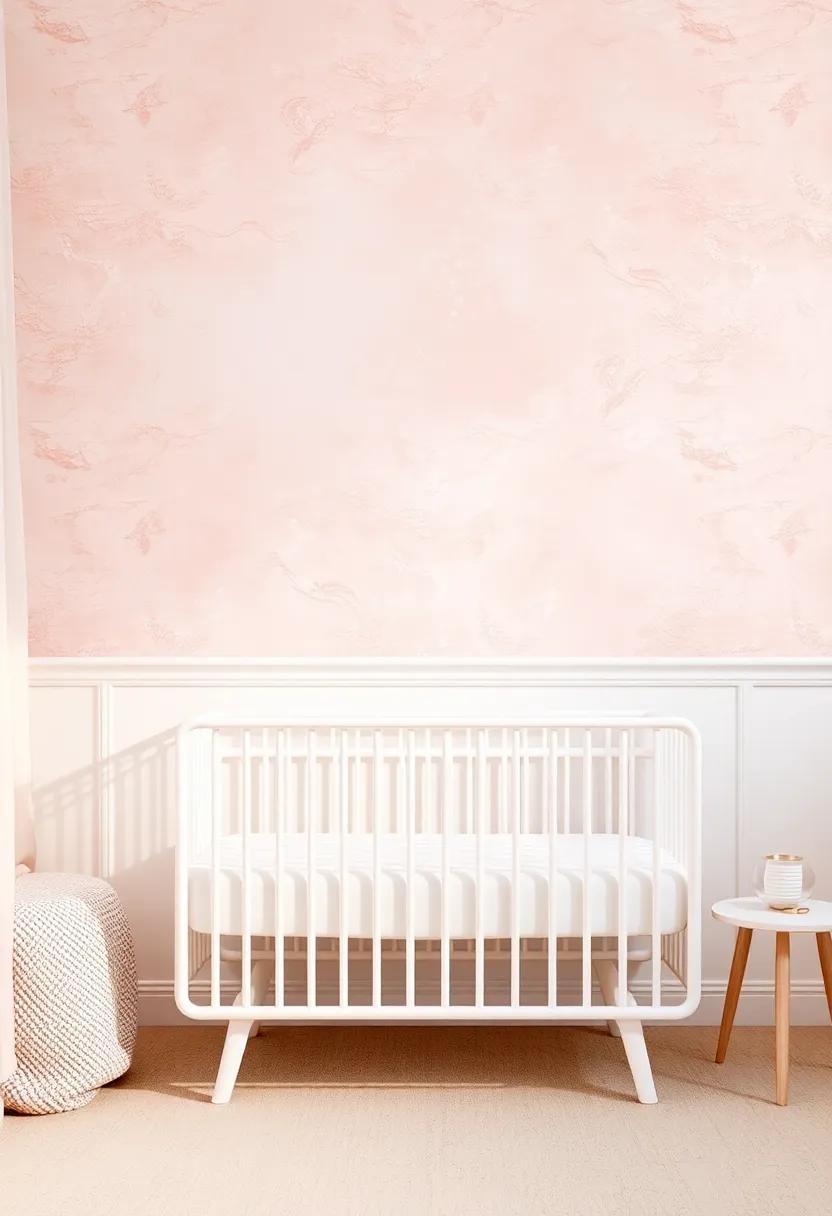 Use Blush and Gold⁣ Wallpaper for Statement Walls