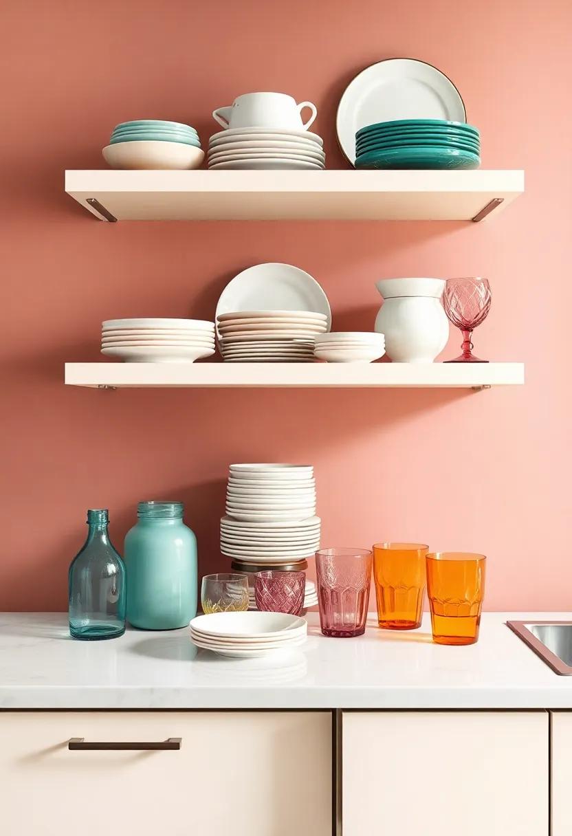 Transform ‍Open Shelves with Vibrant ⁢Dishware and Glassware