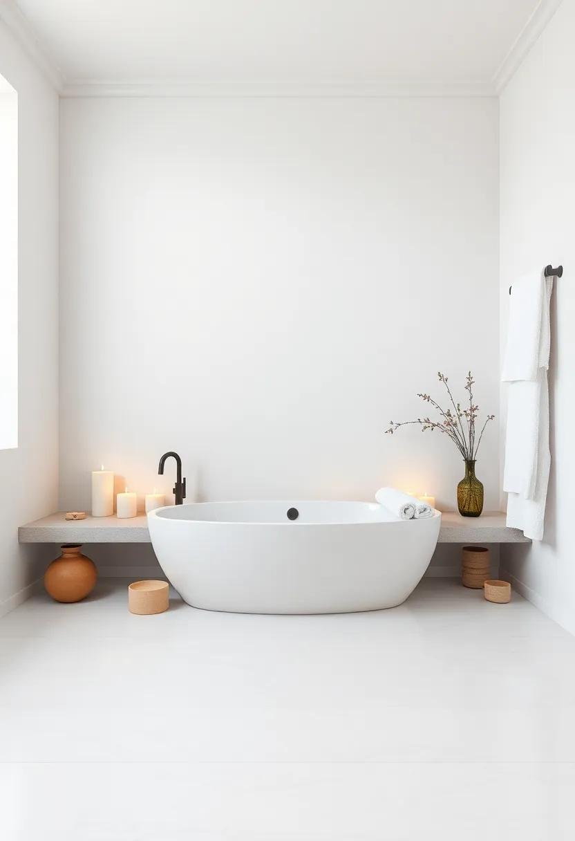 Bathing Sanctuary: Create a dedicated space for a soaking tub, surrounded​ by candles and fluffy towels