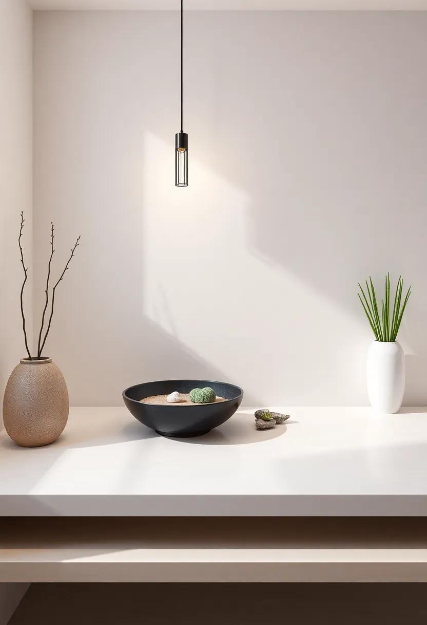 Zen Garden‍ Accents: Incorporate small sand or rock gardens on countertops for⁤ a meditative touch