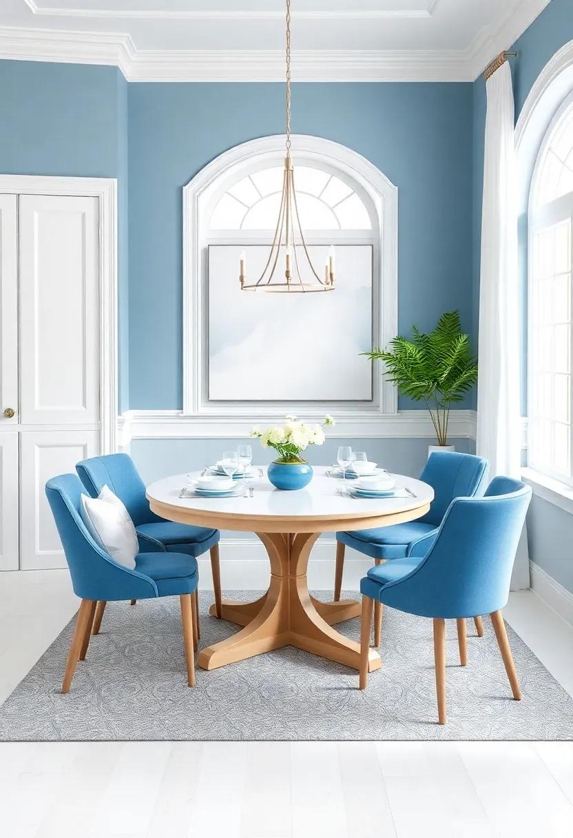 Embrace Coastal Colors‌ with Soft Blue and⁢ White Palettes for a Refreshing Dining​ Experience