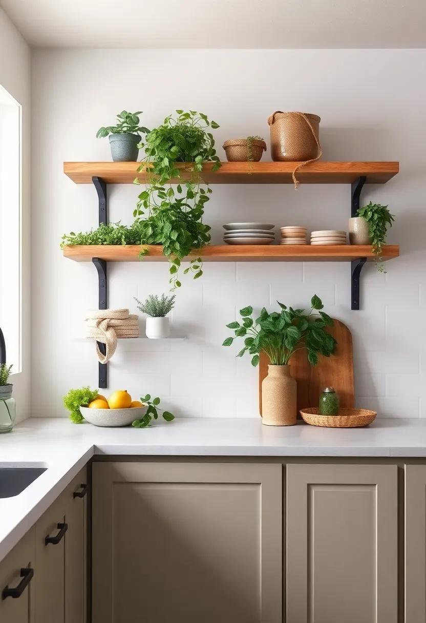 Incorporating Greenery: Adding Life to open Shelving